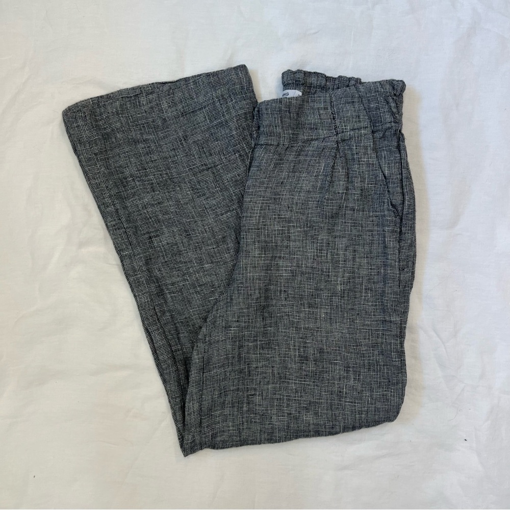 Mango Gray Linen Wide-Leg Trousers - Picture 2 of 8